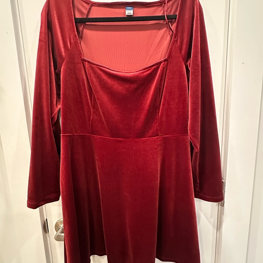 Old Navy Long Sleeve Red Velvet Dress